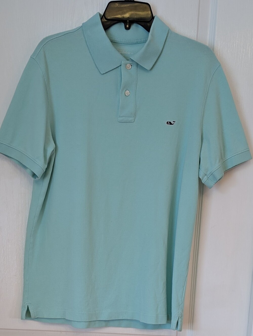 Vineyard Vines Slim Fit Aqua Blue Polo Shirt. Cotton. Size Large